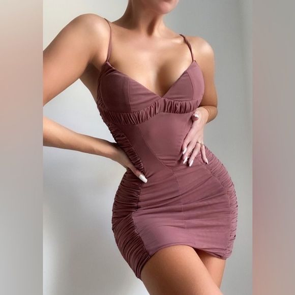 House of CB Dresses & Skirts - House of CB Mistress Rocks Old Rose Independent Ruched Mini Dress Small